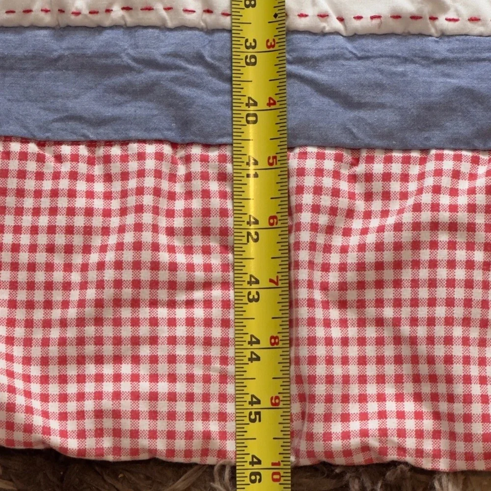 Marks & Spencer Baby Quilt Gingham Patchwork Embroidered Numbers Blue Red 46x38